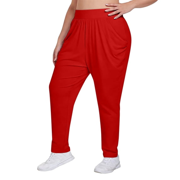 Casual Pants for Women Plus Size Elastic Waist Wide Leg Sweatpants Athletic Workout Yoga Casual Pants with Pockets