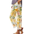 thumbnail image 1 of Casual Pants for Women Retro Printed Loose Pocket Patchwork Cotton Linen Casual Pants, 1 of 6
