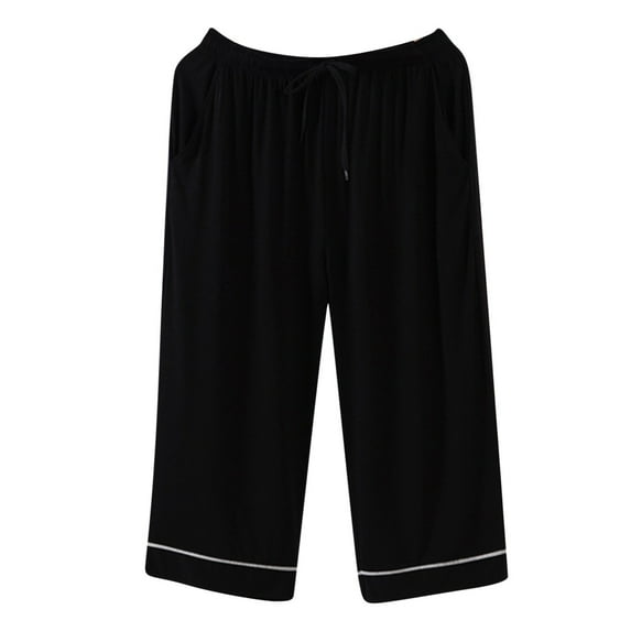 Casual Pants for Women Soft Pajama Pants Sleep Bottoms Drawstring Sleepwear with Pockets Black Loose Pants for Women XXL