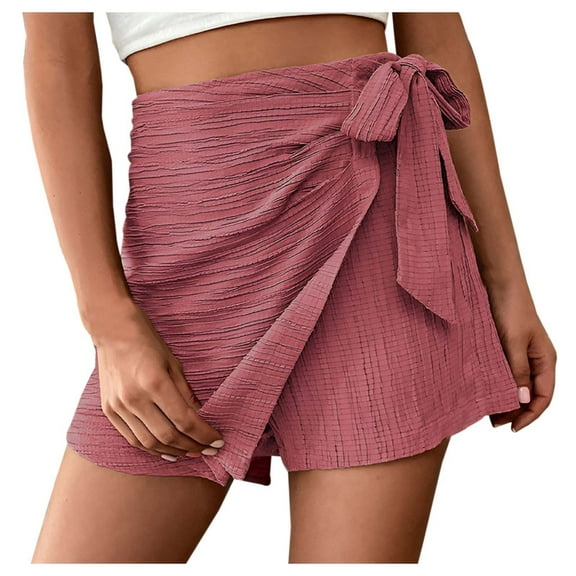 Casual Pants for Women Summer Textured Skirt Shorts Forward Breathable Skort Daily Wear Brick Red Loose Pants for Women S