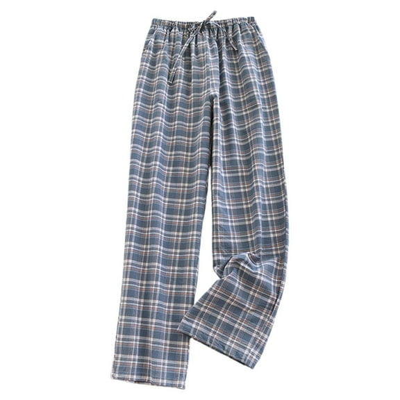 Casual Pants for Women Washed Soft Plaid Sleep Trousers Four Season Lightweight With Side Pocket Drawstring Comfort Green M