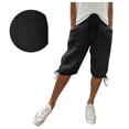 thumbnail image 1 of Casual Pants for Women Women's Summer Loose Breathable Cotton And Linen Quarter Pants With Back Pockets, 1 of 6