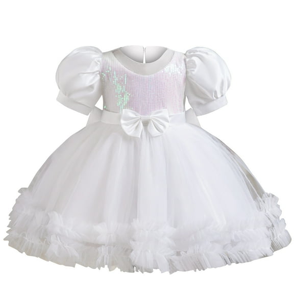 Casual Party Tulle Sundress for Kid Toddler Princess Dress Fashion Ball Gown for Little Girls Mesh Gauze Dress Fluffy Summer Dresses Sparkly Sequin Birthday Prom Outfit Sleeveless（6M-5 Years）