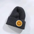 thumbnail image 1 of Casual Pastel Tones Yellow Smily Face Beanie (Charcoal), 1 of 2