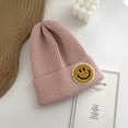 thumbnail image 1 of Casual Pastel Tones Yellow Smily Face Beanie (PINK), 1 of 2