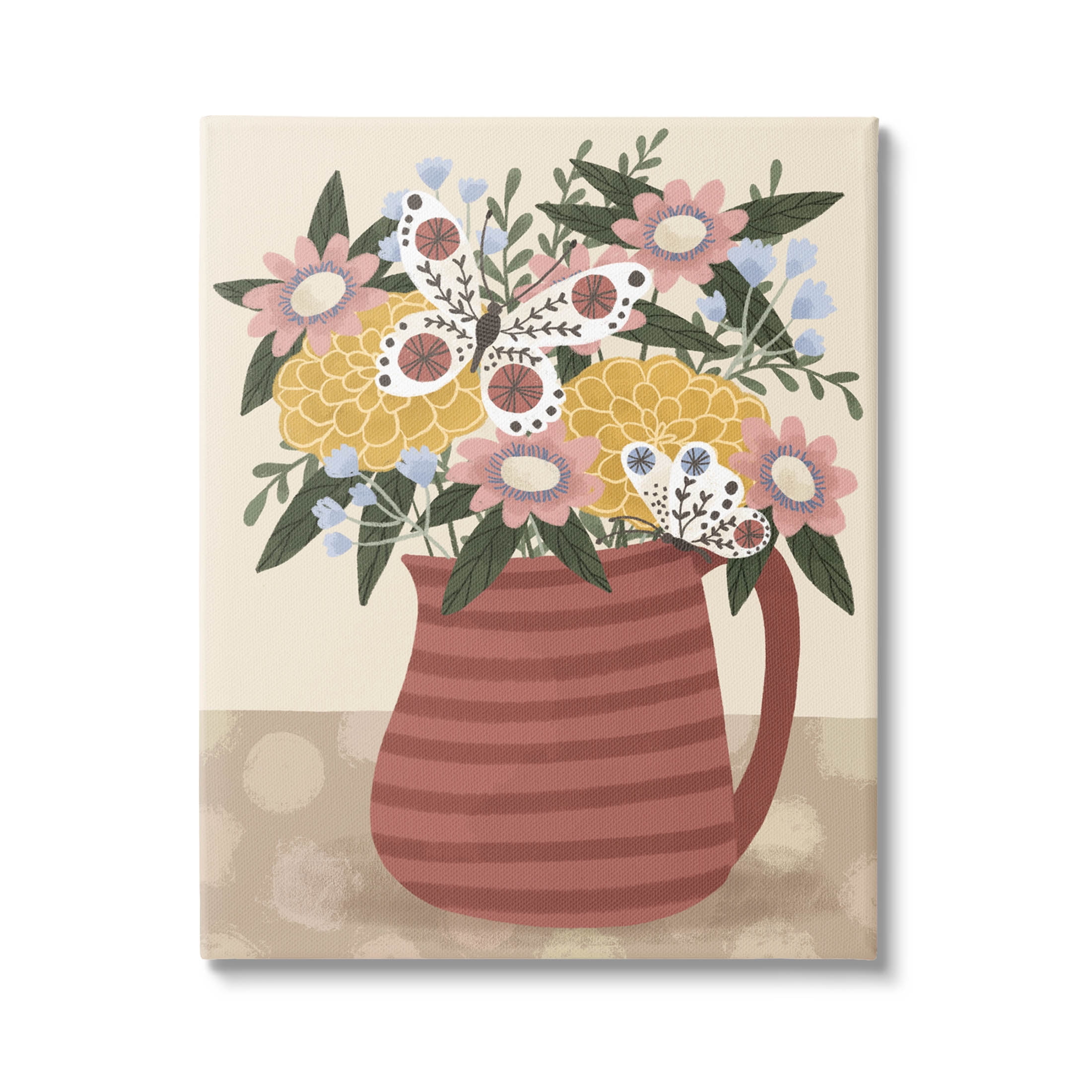 Casual Patterned Mixed Bouquet Botanical & Floral Graphic Art Gallery Wrapped Canvas Print Wall Art