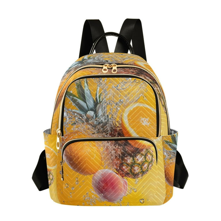 Casual Pineapple Orange with Water Splash Backpack for School