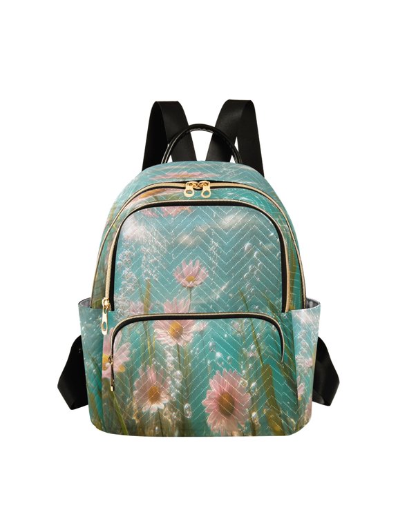 Casual Pink Flowers and Bubbles Backpack for School,College and Travel, Water Resistant Bookbag,