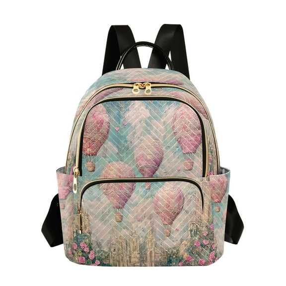 Casual Pink Hot Air Balloons Vintage Backpack for School,College and Travel, Water Resistant Bookbag,