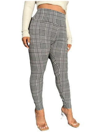 Plaid Leggings Black White