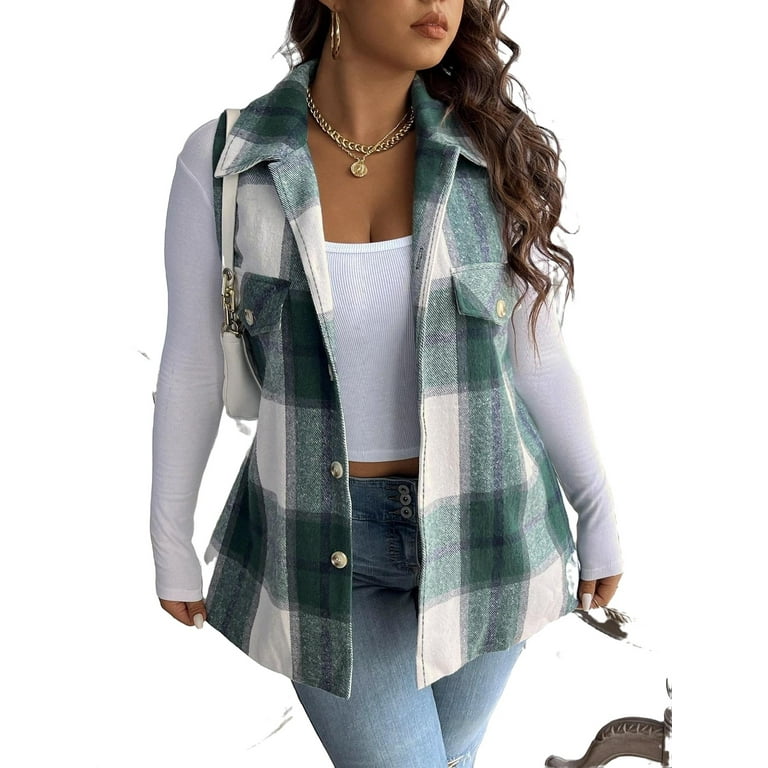 Plaid vest plus size hotsell