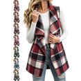 thumbnail image 1 of Casual Plaid Vests for Women Oversized Large Lapel Sleeveless Open Front Loose Fit Outerwear, 1 of 7
