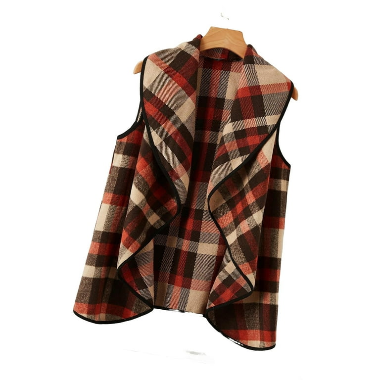 Plaid waterfall vest cheap