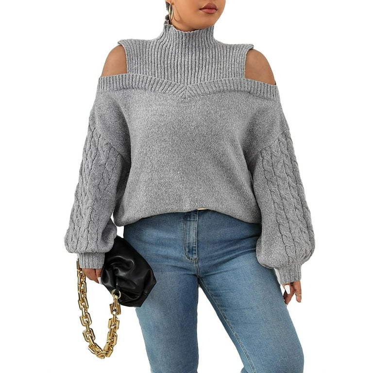 Open Shoulder Cutout Plain Sweaters Open Shoulder Cutout Plain Sweaters