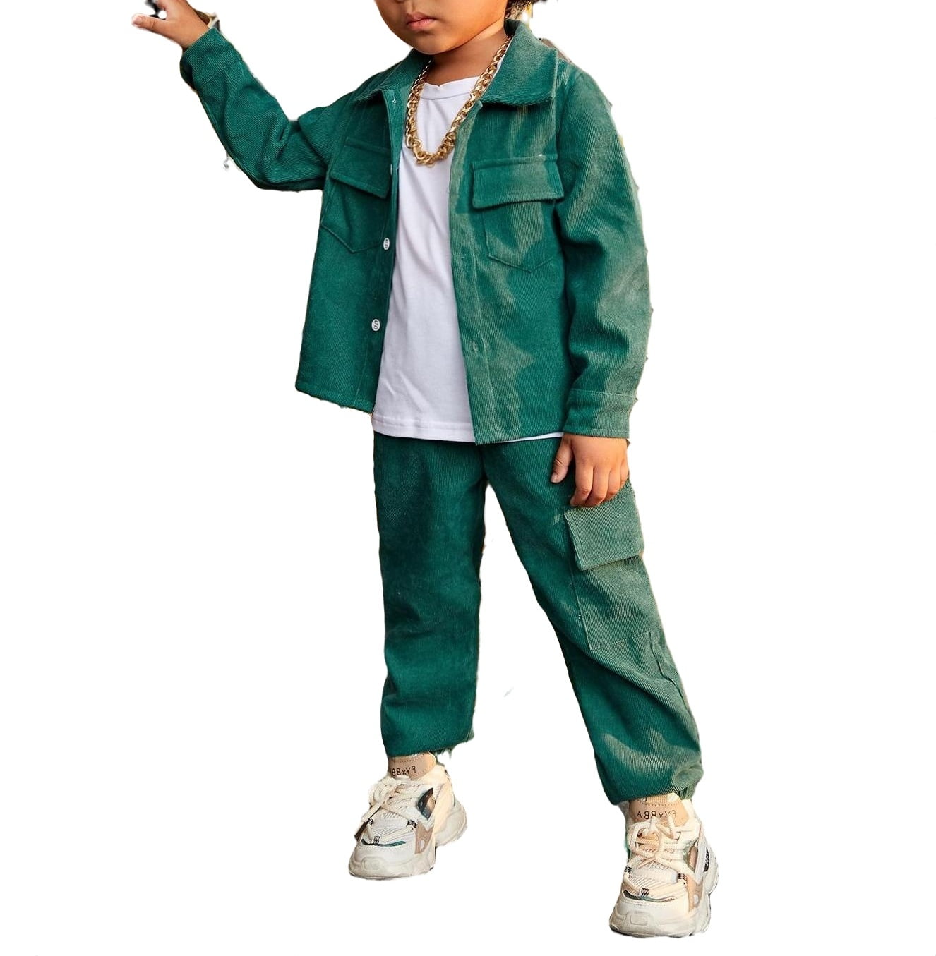2-piece Toddler Boy Solid Color Long-sleeve Top and Elasticized Pants Casual Set