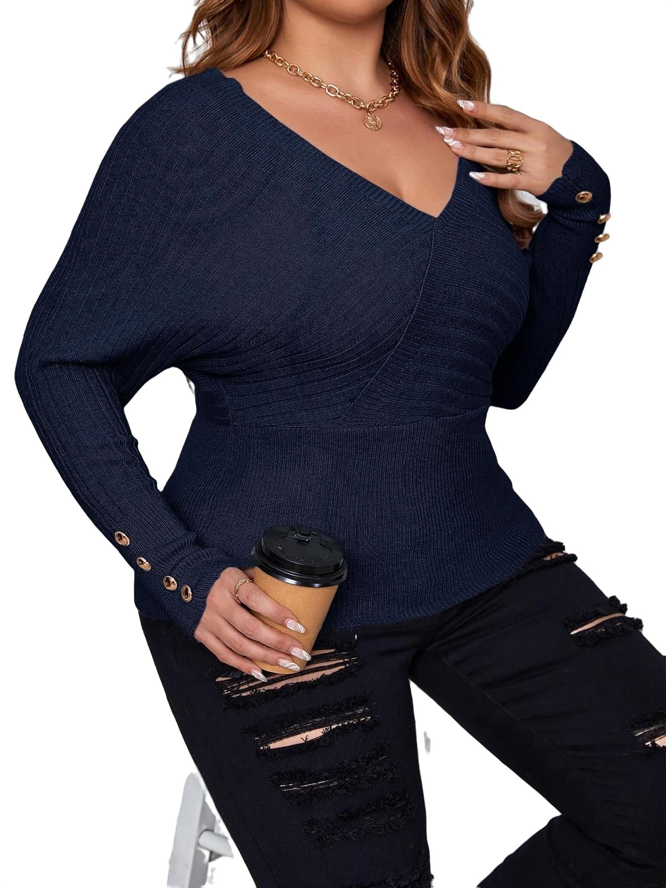Navy blue plus size jumper hotsell