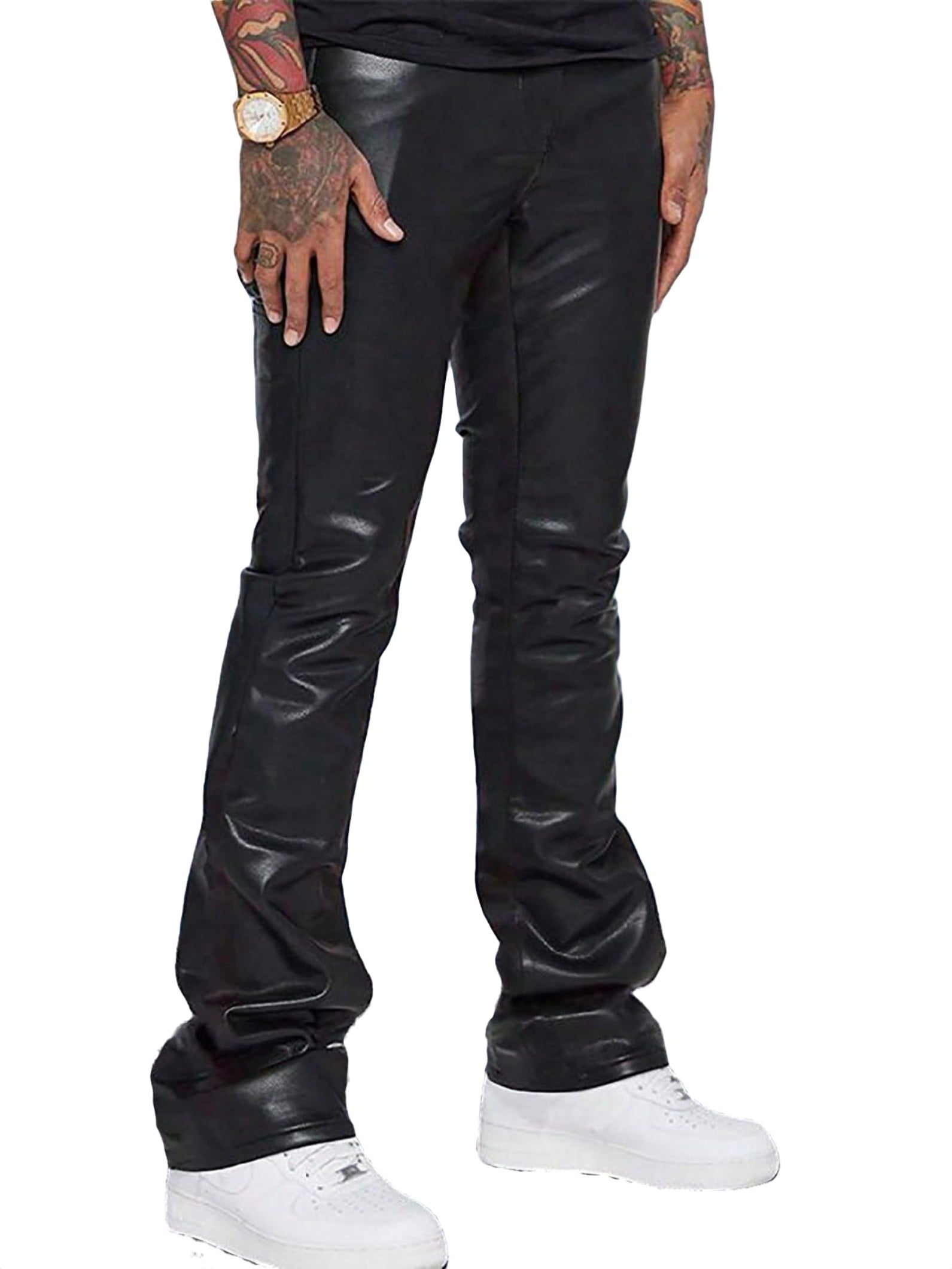Casual Plain Flare Leg Black Men Pants (Men's) - Walmart.com
