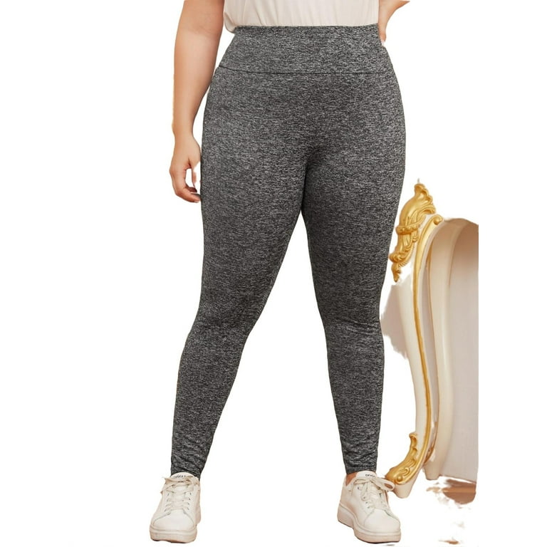 Casual Plain Grey Plus Size Leggings