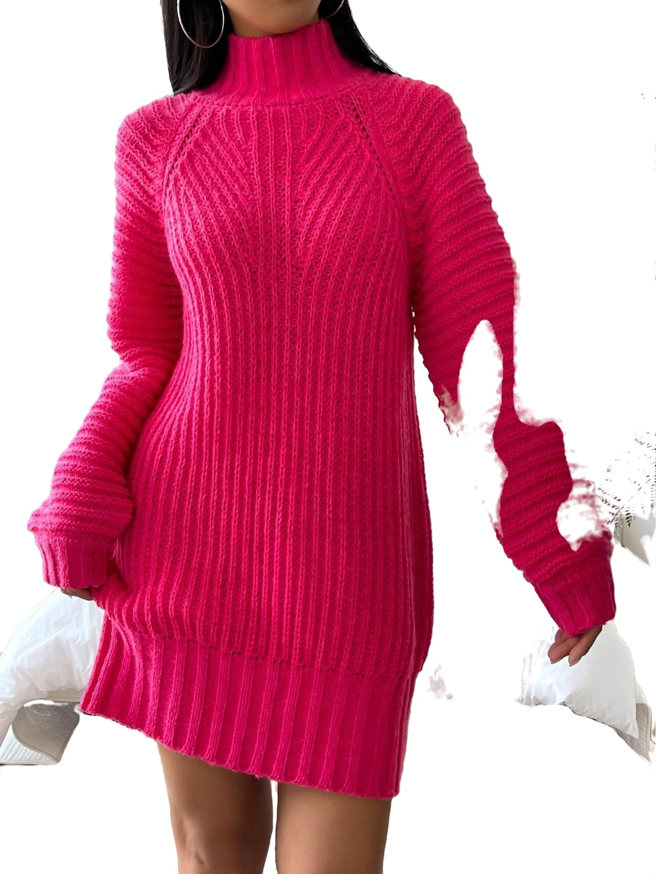 Dress Women Solid Slim Thick Knit Round Neck Mini Sweater Winter Basic  Ladies Ca | eBay