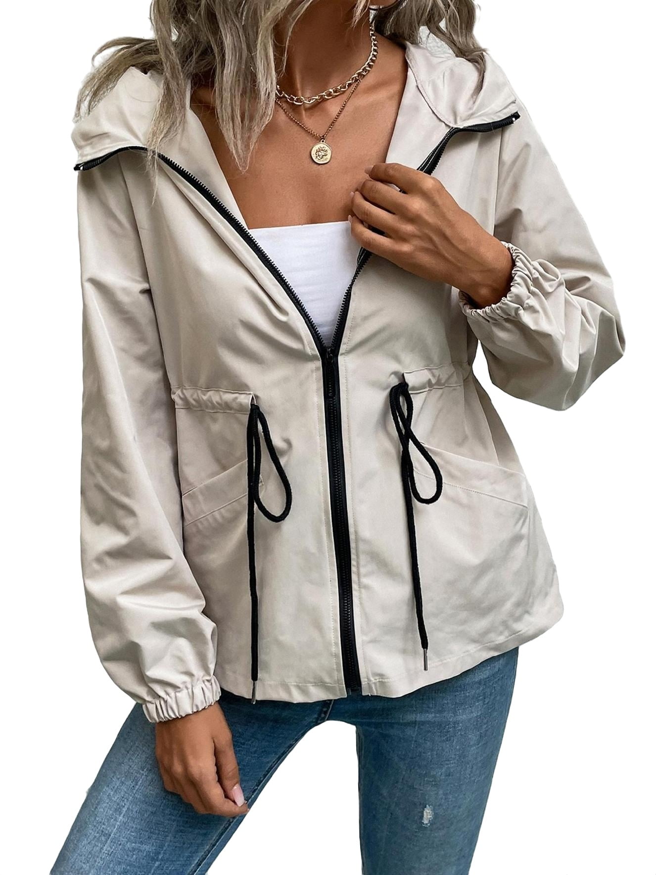 Womens windbreaker jackets hot sale with hood