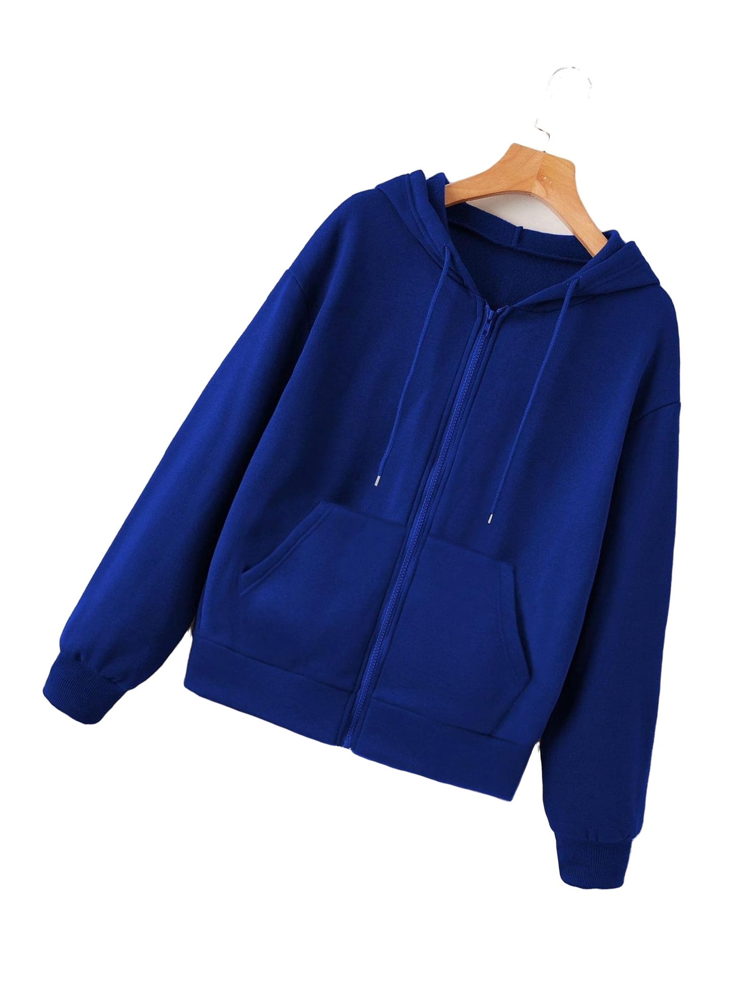 Casual Plain Hooded Zip Up Long Sleeve Royal Blue Women Sweatshirts Women s Walmart
