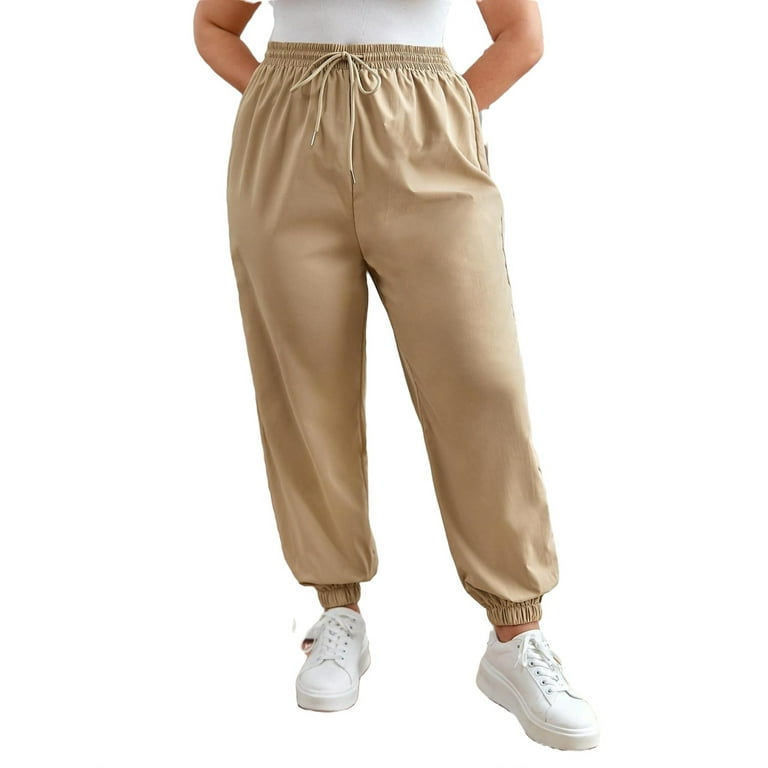 Casual Plain Jogger Khaki Plus Size Pants Walmart