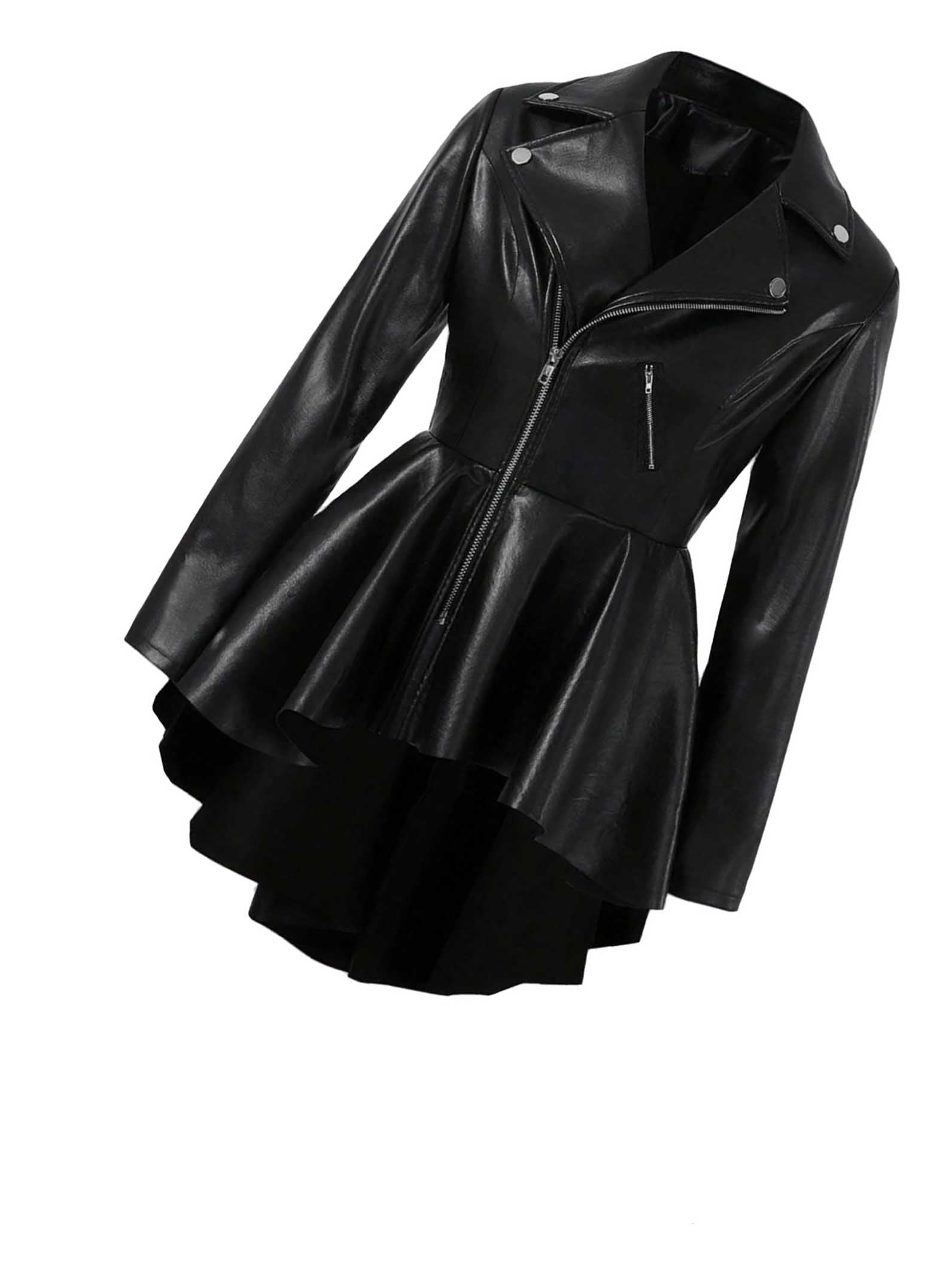 Casual Plain Lapel Neck Jacket Long Sleeve Black Plus Size Jackets ...