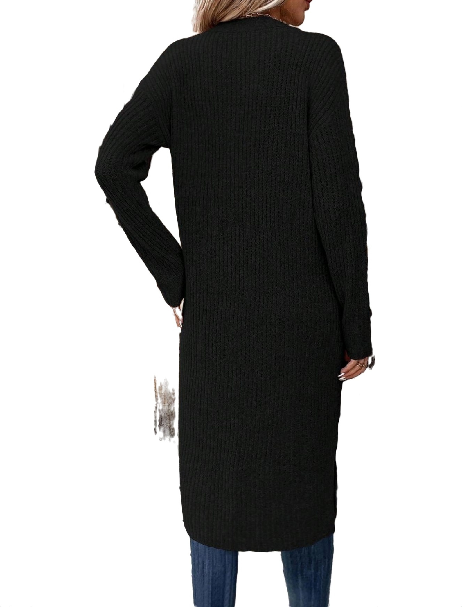 Casual Plain Long Sleeve Black Women Cardigans (Women's) - Walmart.com
