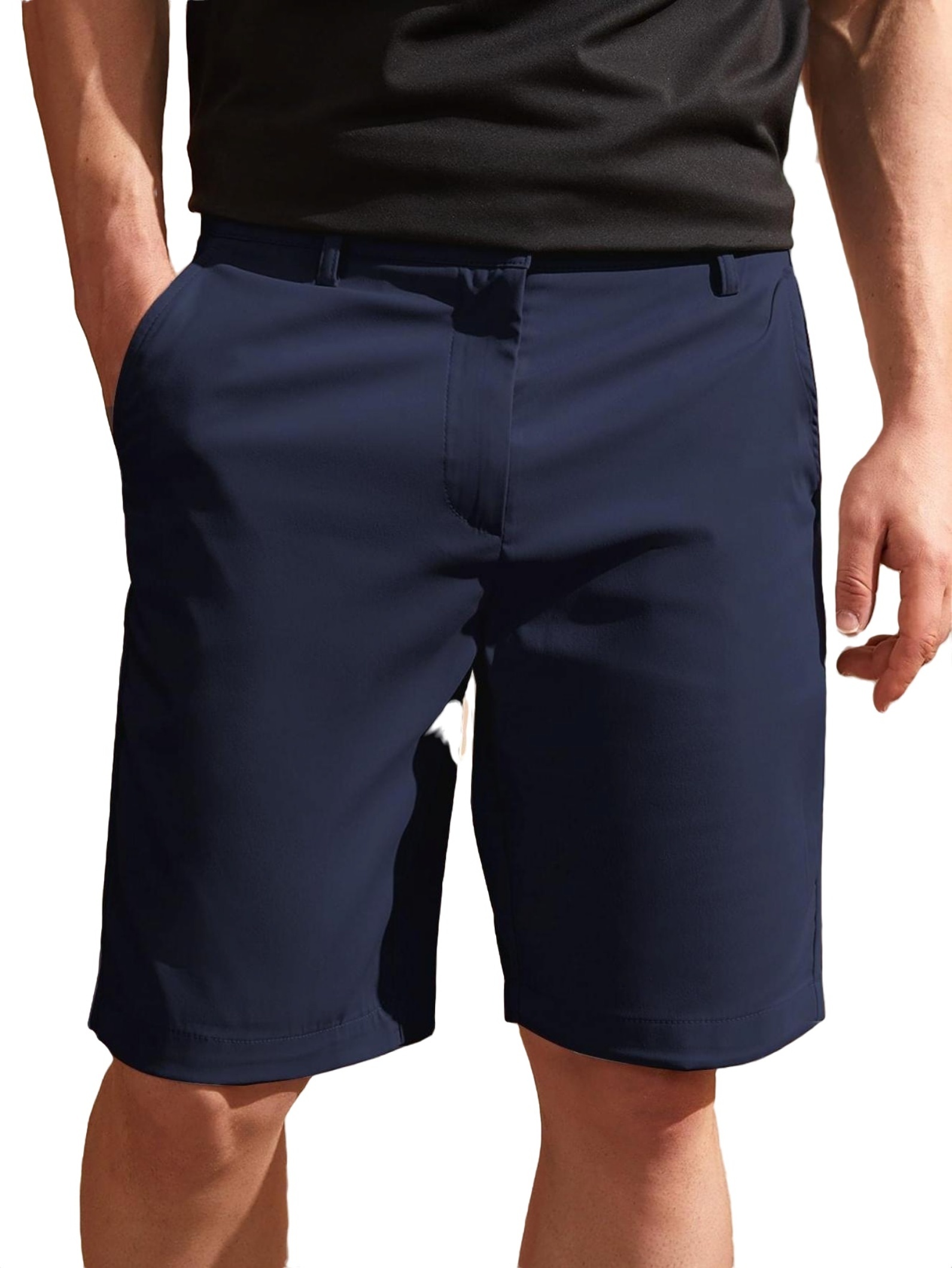 Casual Plain Navy Blue Men Shorts (Men's)