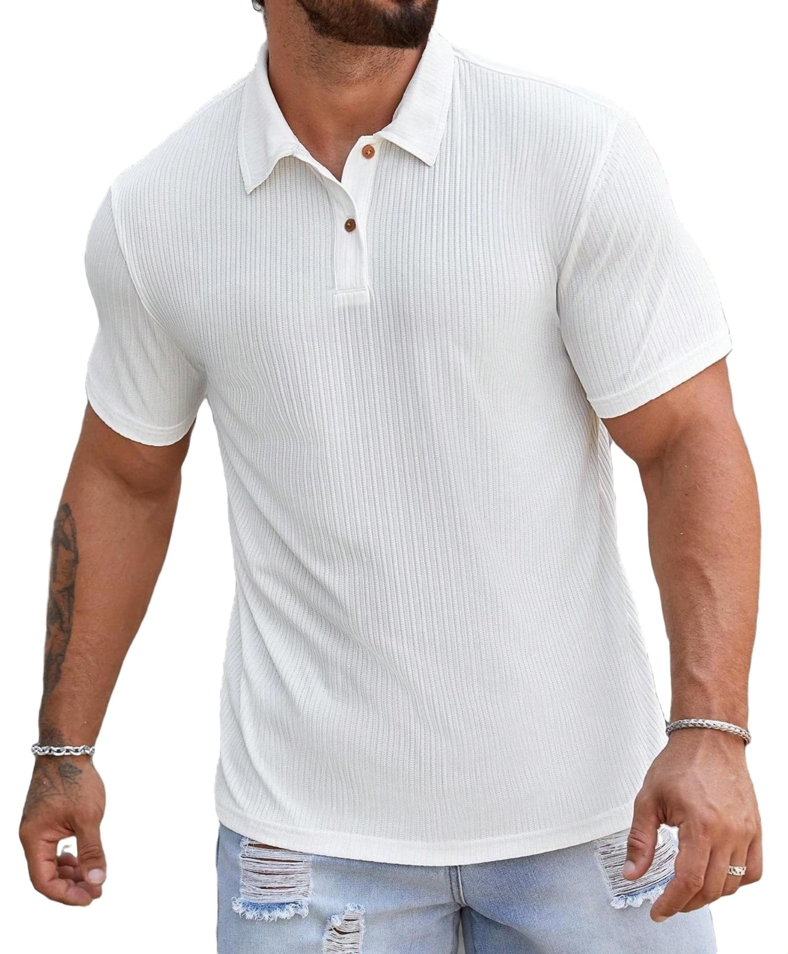 Casual Plain PoloShort Sleeve White Men Polo Shirts (Women's) - Walmart.com