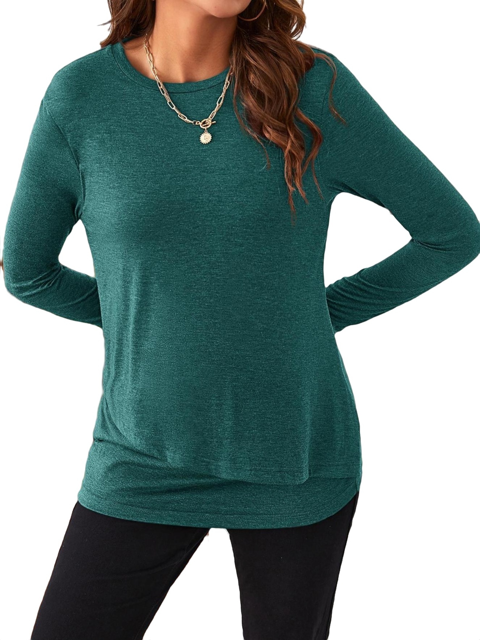Casual Plain Round Neck Long Sleeve Dark Green Nursing (Women's) - Walmart.com