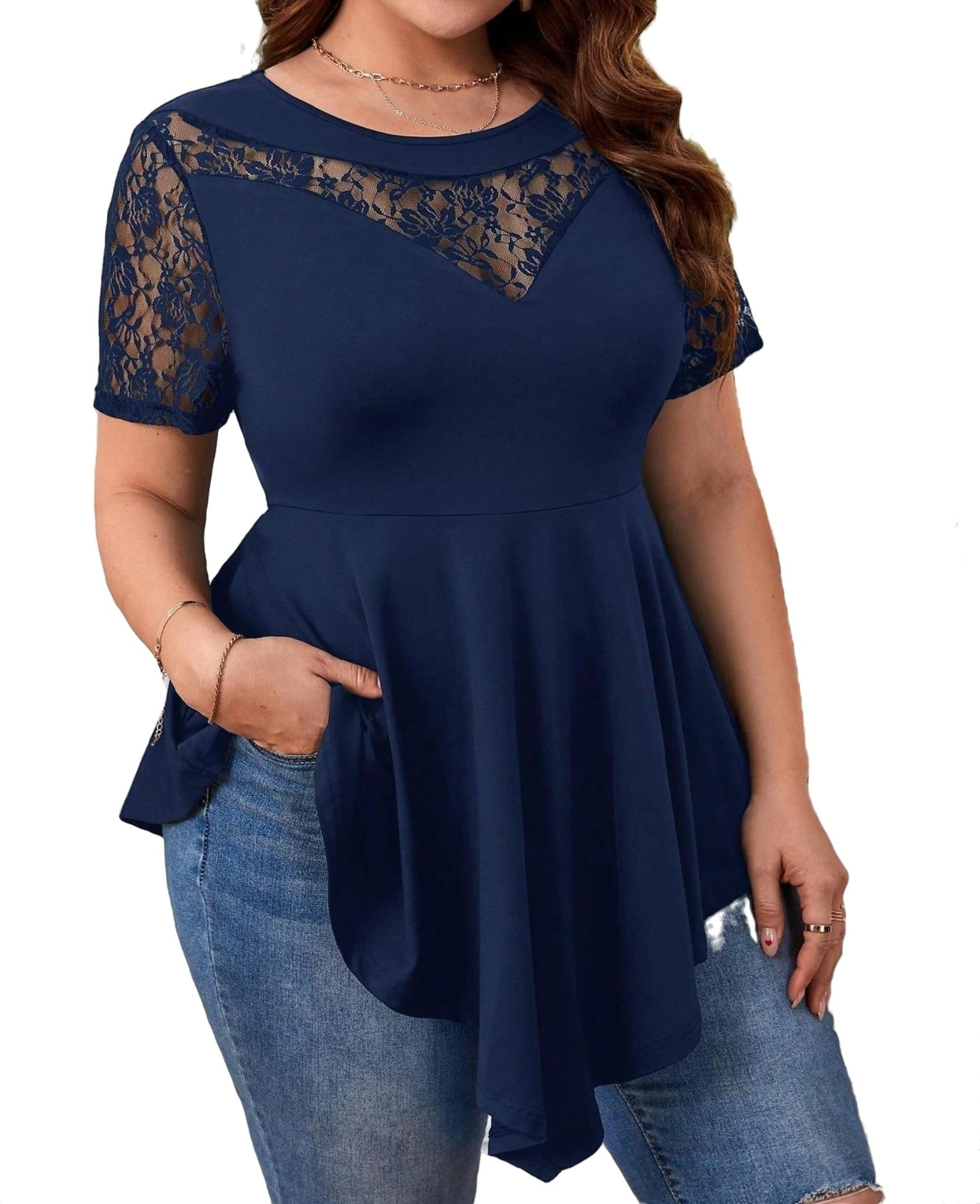 Women's Plus Size T Shirt Dress Tee Dress Plain Crew Neck Long Sleeve