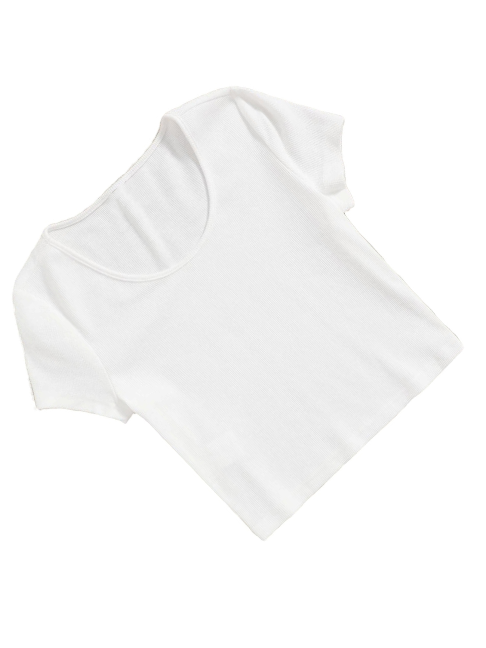 Casual Plain Scoop Neck Sleeveless White Women TShirts (Women's