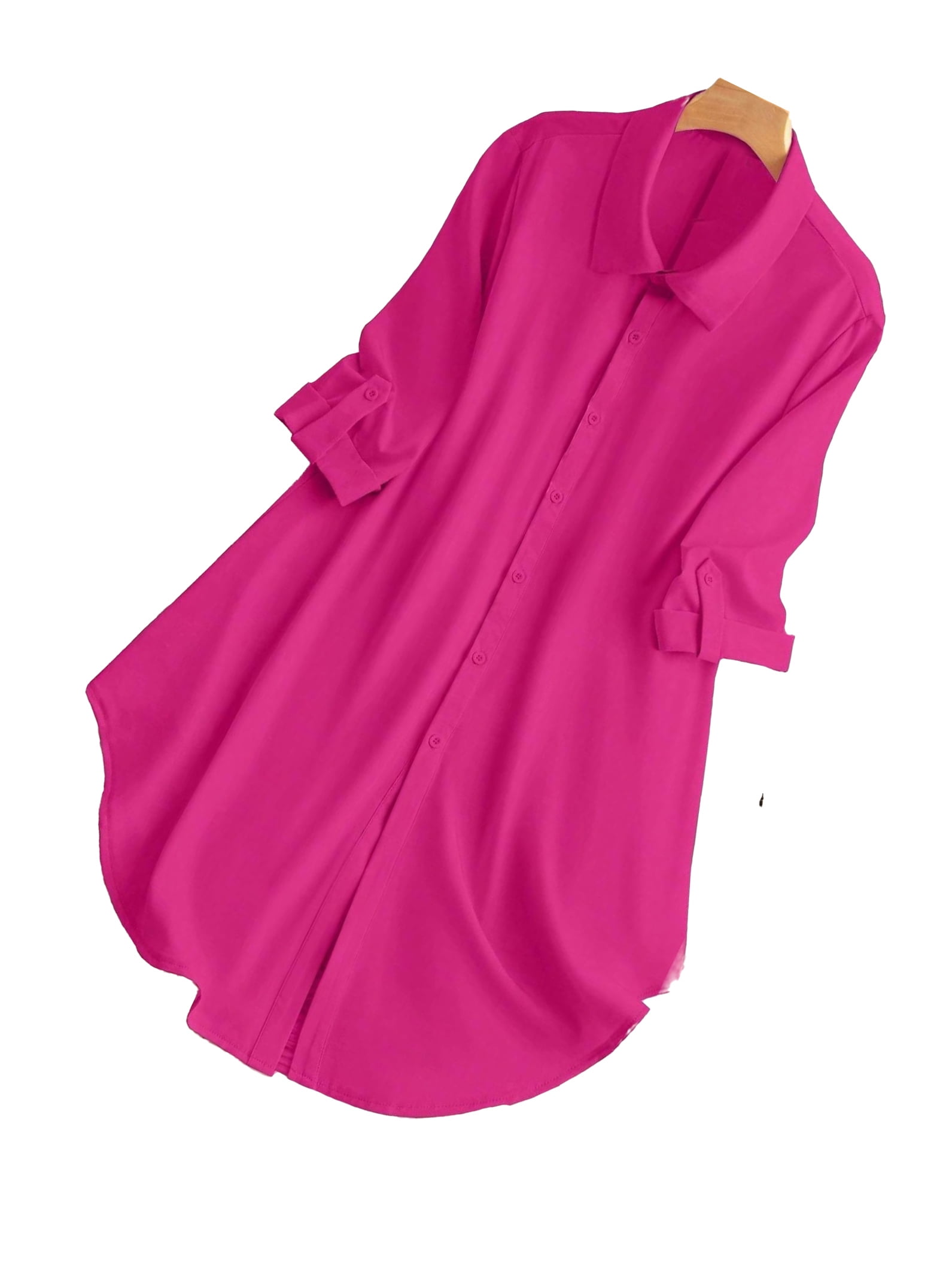 Pink Shirt Dress Plus Size Women's Plus Size Lana Midi Pink Shirt Dress