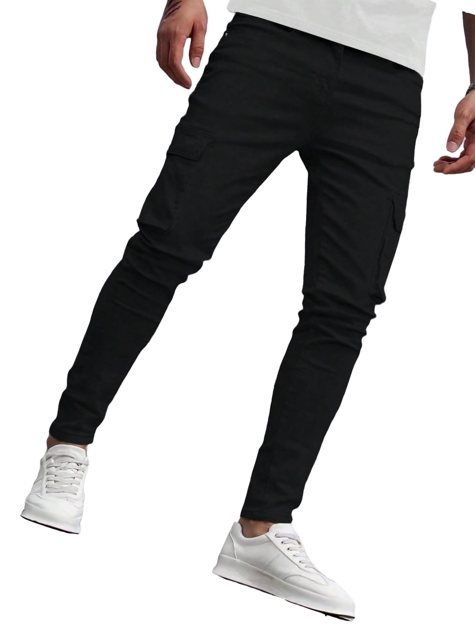 Casual Plain Skinny Black Men Pants (Men's) - Walmart.com