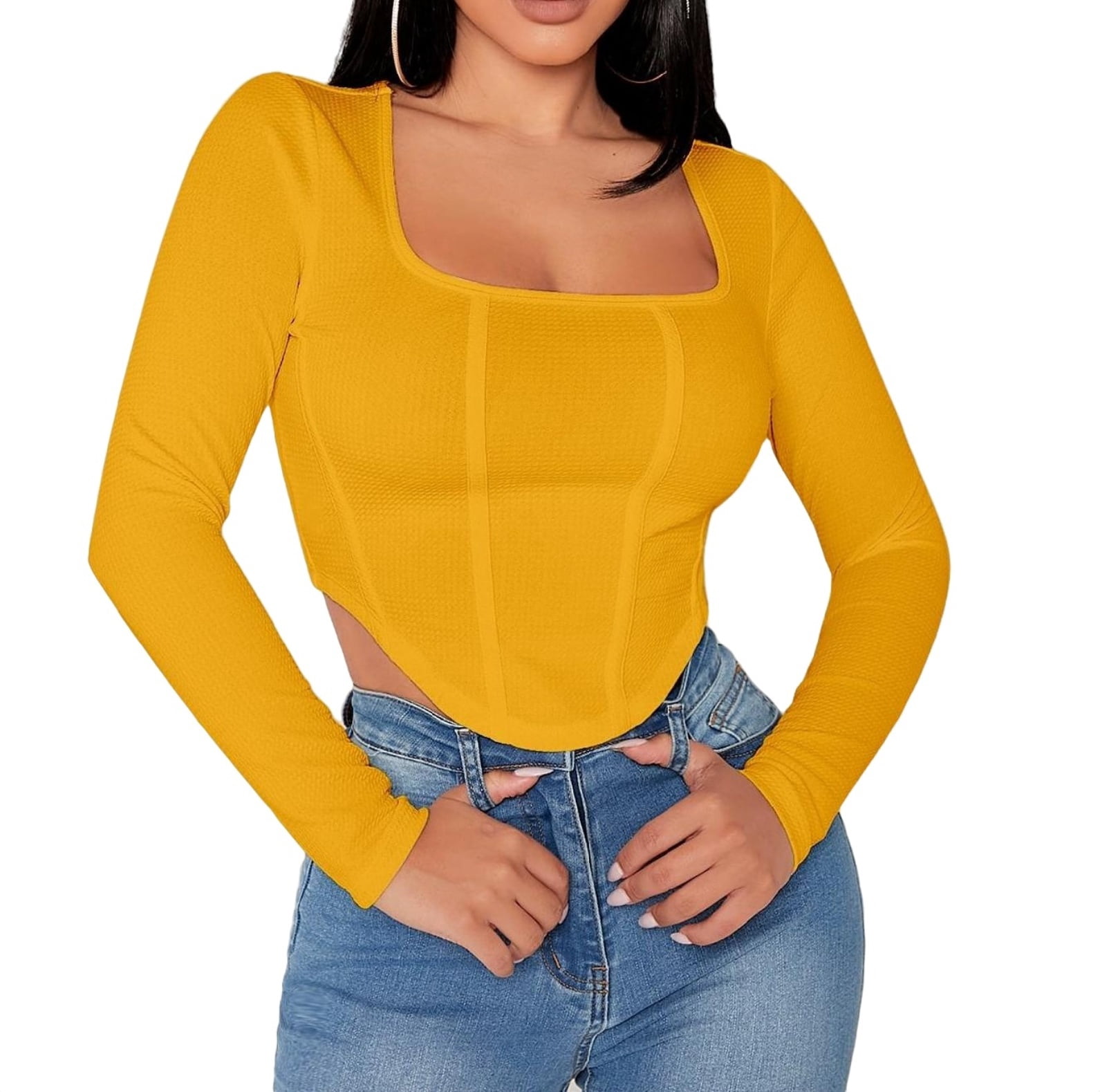 yellow petite tops