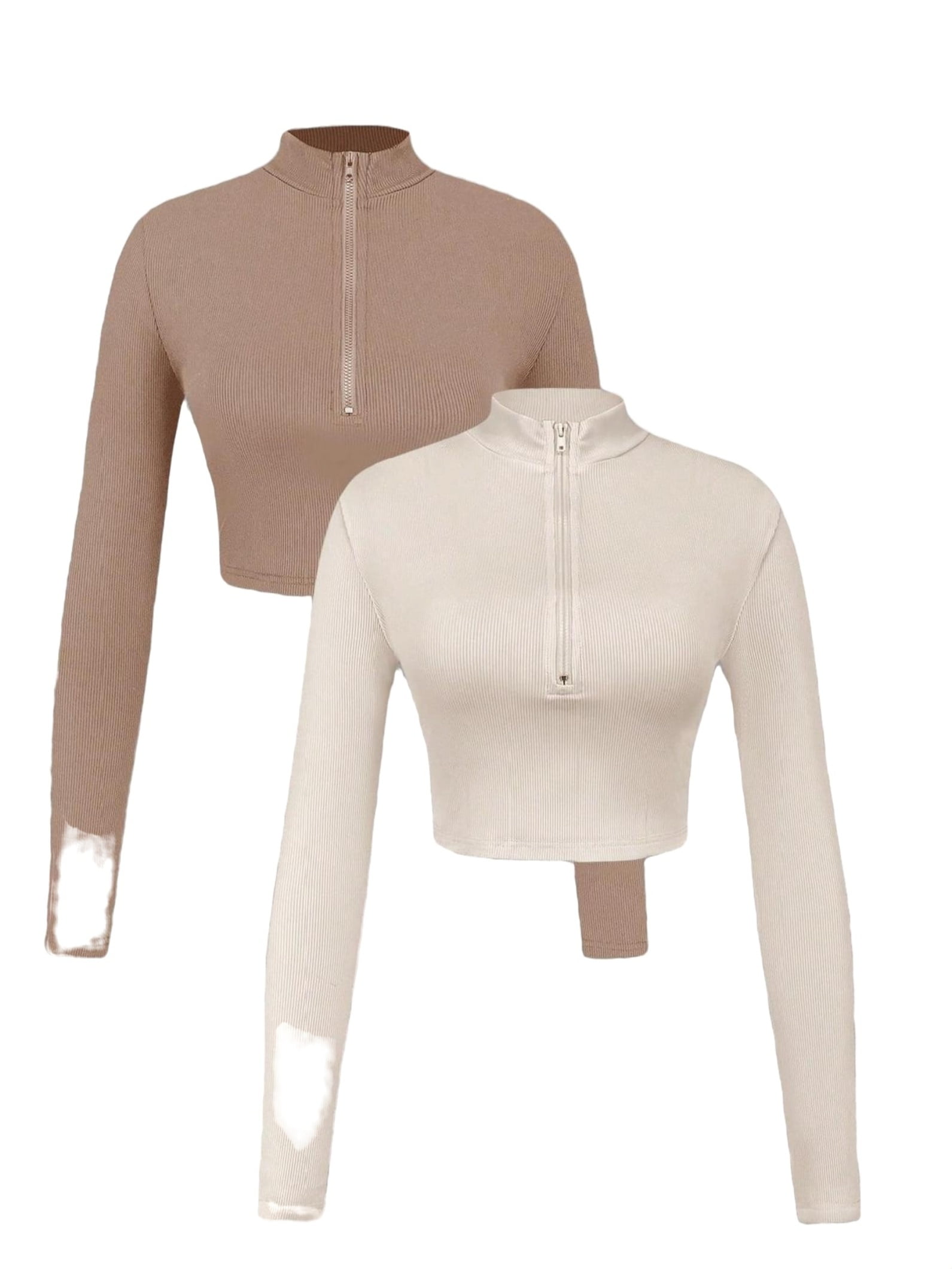 Casual Plain Stand Collar Multicolor Women TShirts 2pcs (Women's