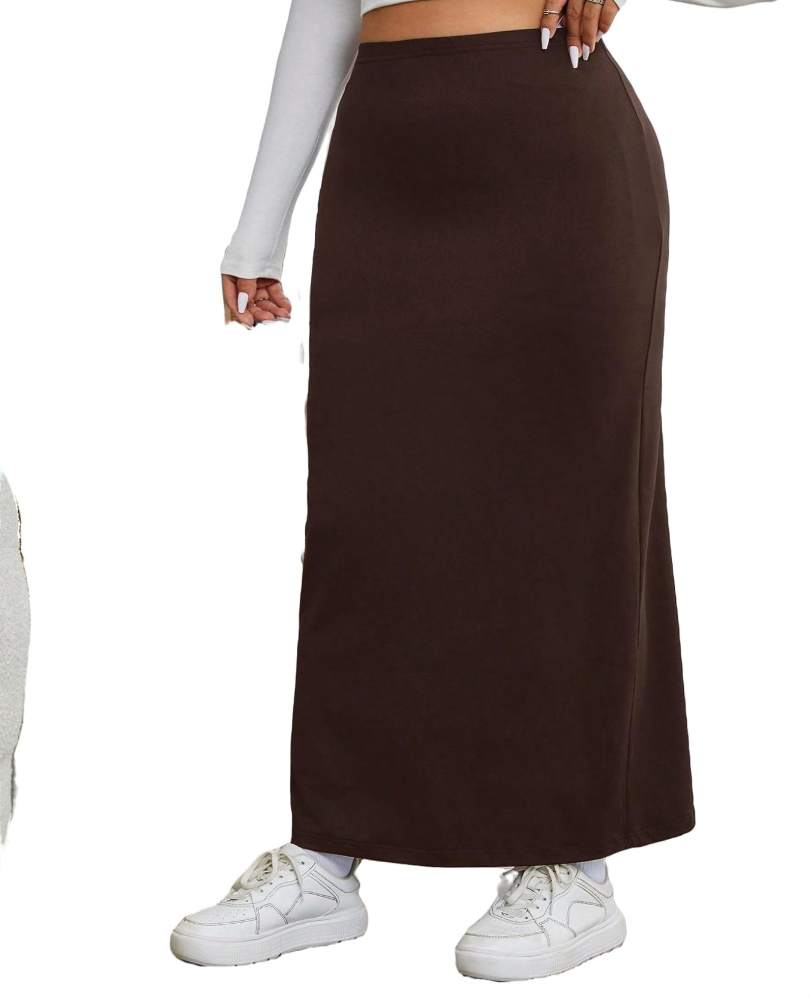 Plus size long skirts brown hotsell