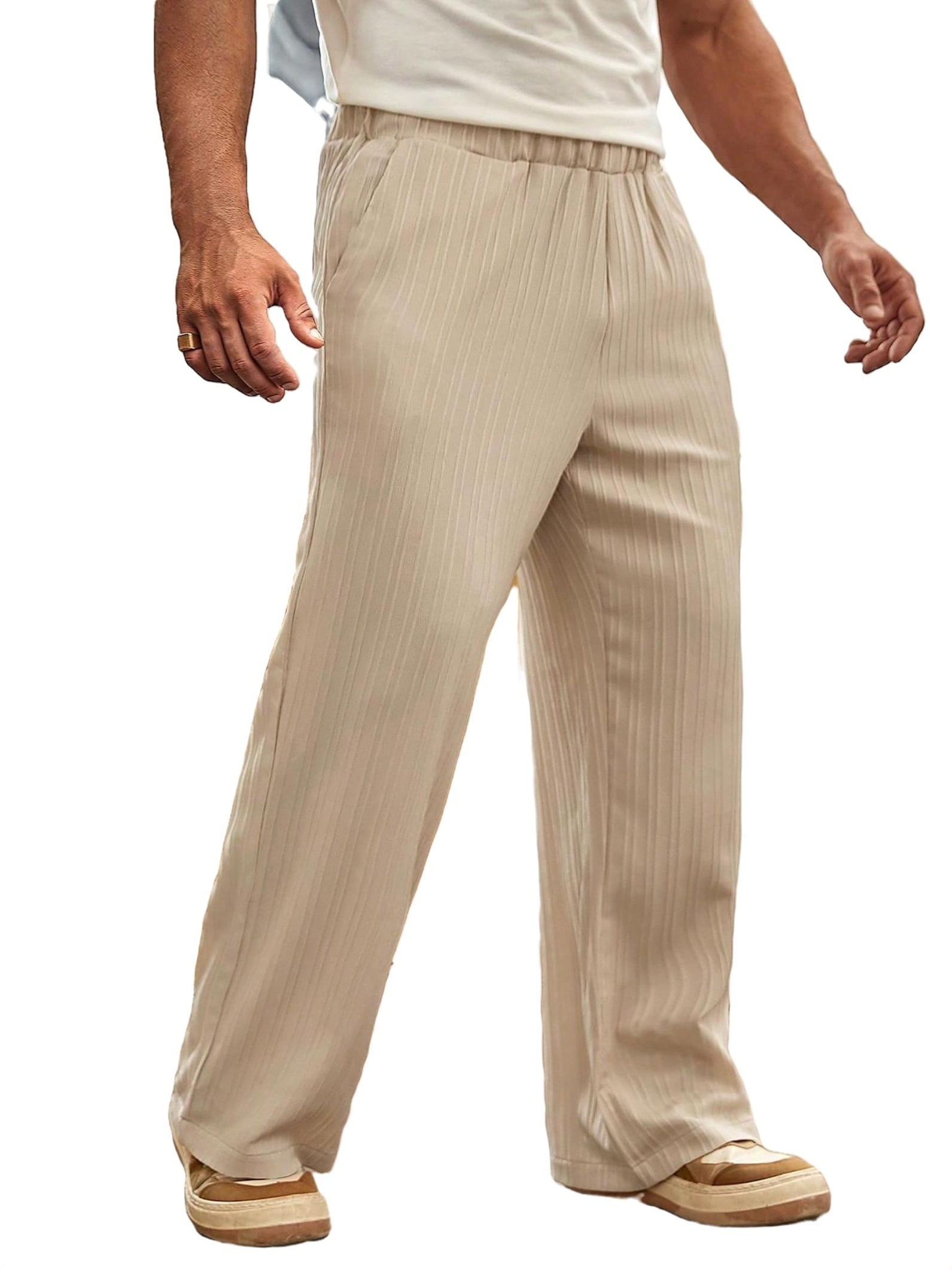 Casual Plain Straight Leg Apricot Men Pants (Men's) - Walmart.com