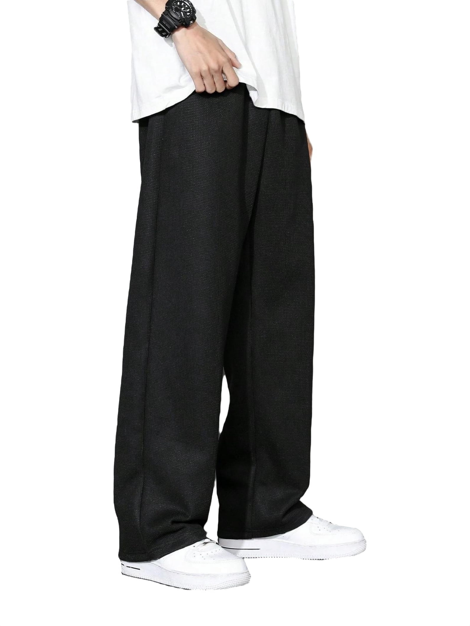 Casual Plain Straight Leg Black Men Pants (Men's) - Walmart.com