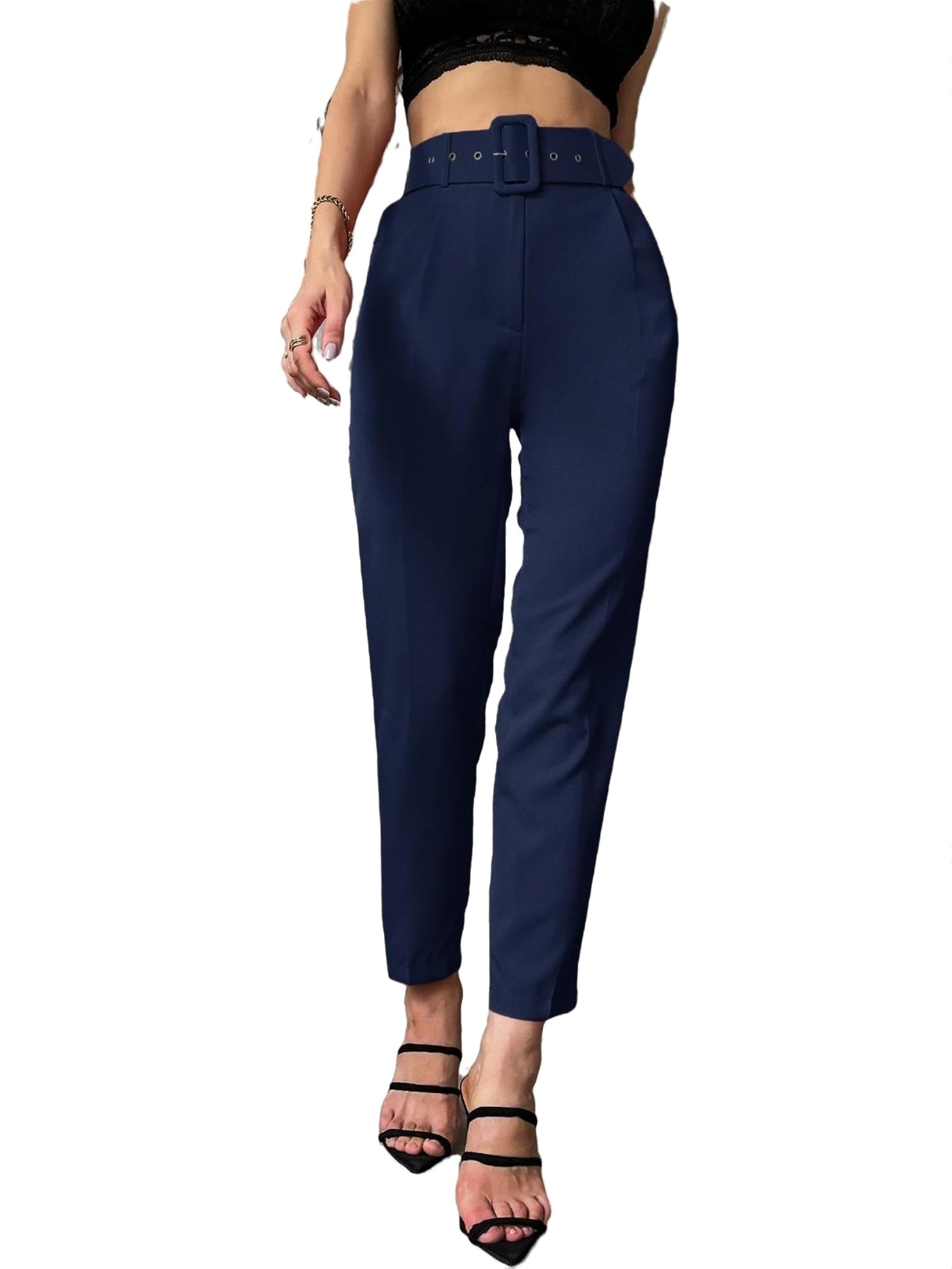 Casual Plain Tapered/Carrot Navy Blue Women Pants (Women's)