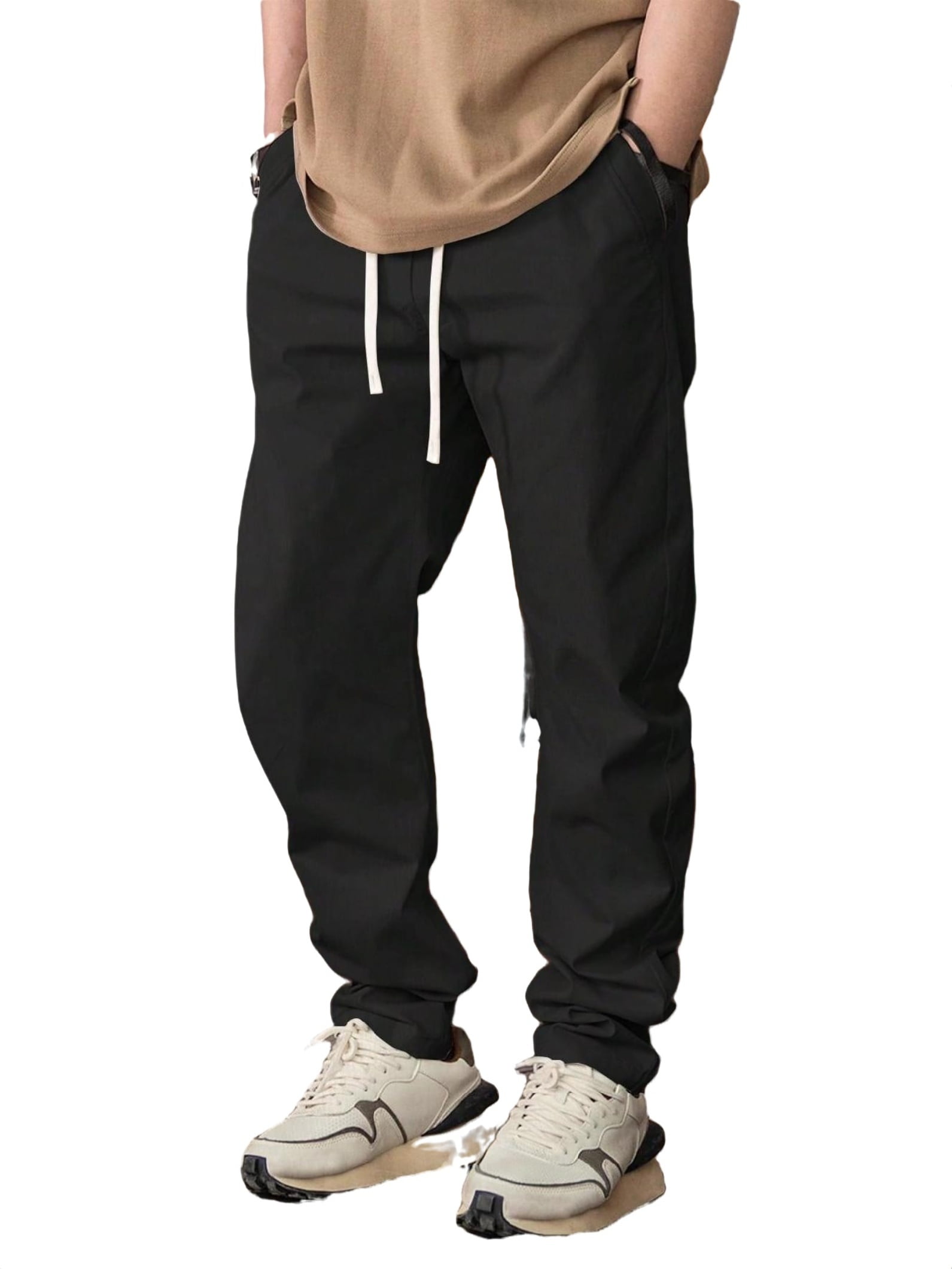 Casual Plain Wide Leg Black Men Pants (Men's) - Walmart.com