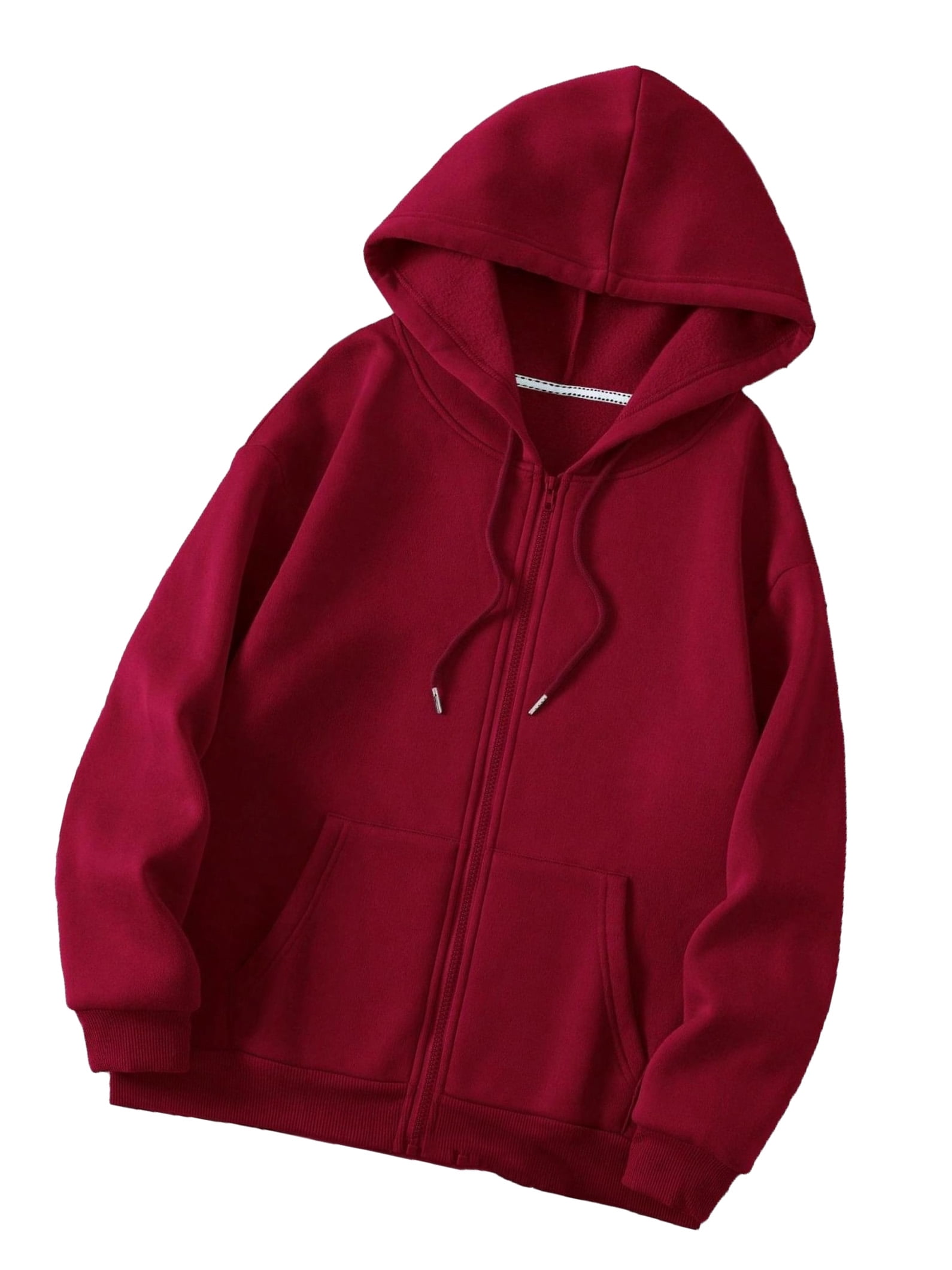 Burgundy zip up hoodie womens hot sale