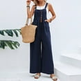 thumbnail image 1 of Casual Pocket Women Romper Strap Solid Playsuit Button Long Jumpsuit Women's Jumpsuit Women Turtleneck Long Sleeve Jumpsuits for Women Evening Party Fabric Overalls Two Piece Outfits for Women, 1 of 8