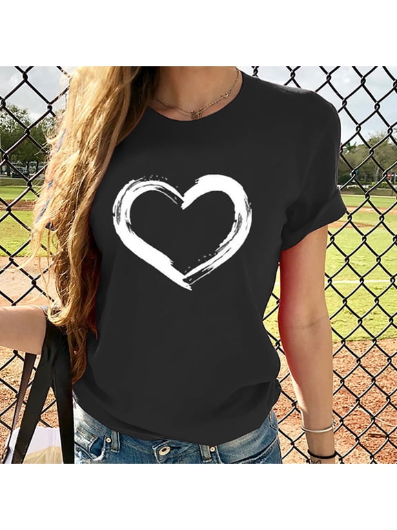 Casual Polyester T-Shirt for Women, Short Sleeve with Novelty Graphic Print,S,Black14,Printed
