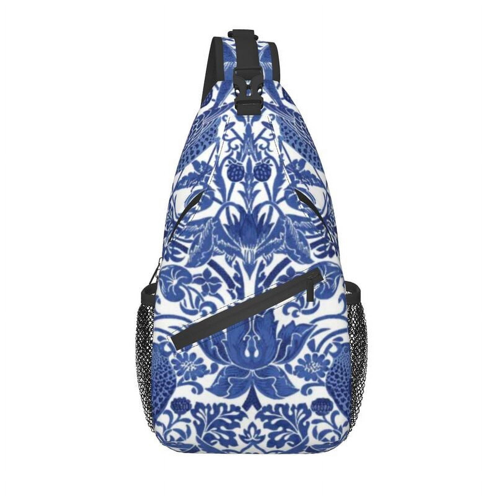 Casual Porcelain Blue Oriental Bird Pattern Sling Bags for Travel ...