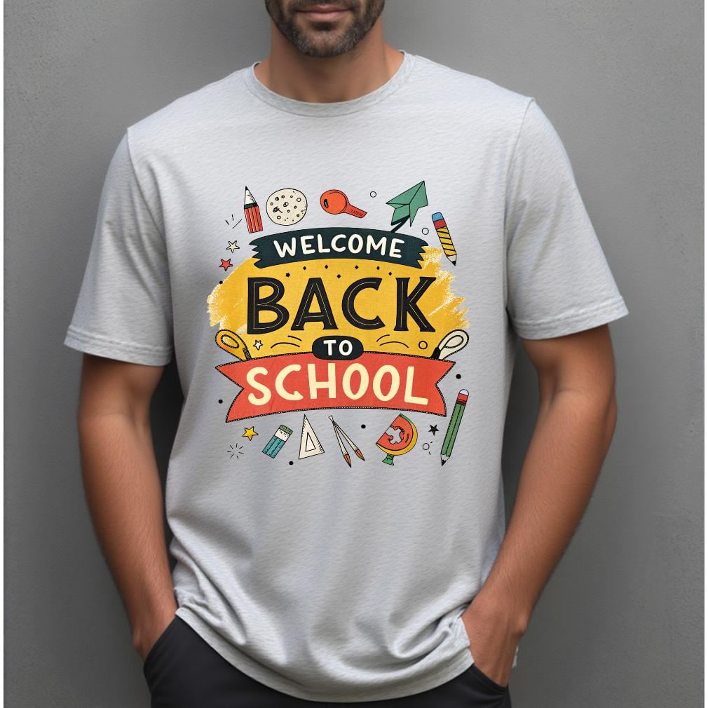 Casual Print Graphic Tee,Cheerful School - Themed T - Shirt: 'Welcome ...