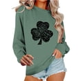 thumbnail image 1 of Casual Print Sweatshirt Long Sleeve Crewneck Pullover Winter Warm Soft Top for Ladies Celebrating St. Patrick's Day,Light Green,XXL, 1 of 5
