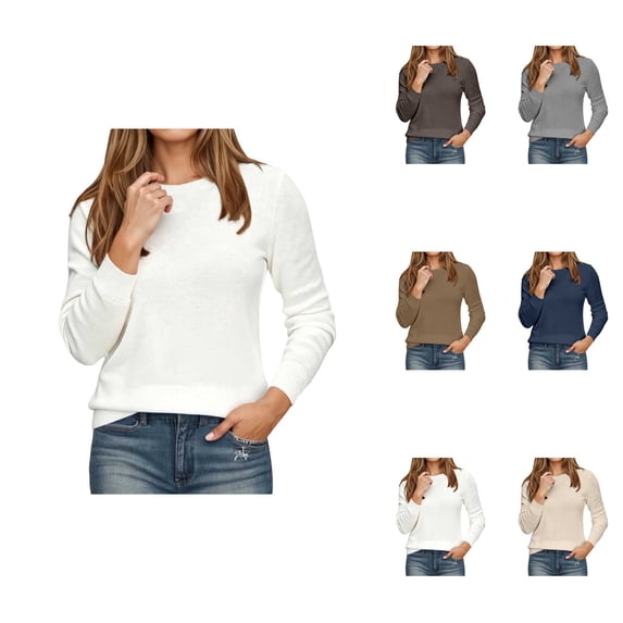 Casual Pullover Sweater for Women – Long Sleeve Lightweight Crewneck Soft Basic Knit Loose Fit Top, Stylish Everyday Wear 2025 Fall Trend