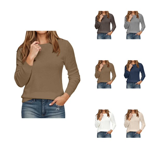 Casual Pullover Sweater for Women – Long Sleeve Lightweight Crewneck Soft Basic Knit Loose Fit Top, Stylish Everyday Wear 2025 Fall Trend